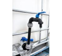 Swan Neck IBC Tank Riser Kit 30cm Tap Extension, Fits 2" S60 x 6 Outlet, Easy Filling for Buckets & Watering Cans, Includes MDPE Fittings, Tank Adaptor, Tap & PTFE Tape (black pvc lever tap+barb)