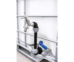 Swan Neck IBC Tank Riser Kit 30cm Tap Extension, Fits 2" S60 x 6 Outlet, Easy Filling for Buckets & Watering Cans, Includes MDPE Fittings, Tank Adaptor, Tap & PTFE Tape (silver bib tap+hose connector)