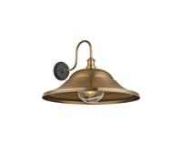 Swan Neck Outdoor & Bathroom Giant Hat Wall Light, 21 Inch, Brass, Brass Holder, Globe Glass Industville Bronze One Size
