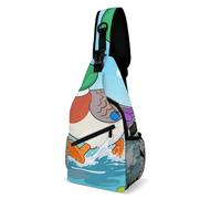 Swan-necked Duck Chest Bag Fashion Casual Crossbody Bags Exquisite Small Sling Backpack Full Printed Shoulder Pack Convenient Daypack Phone Bag for Travel Workout Outdoor