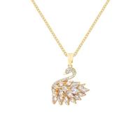 Swan Necklace - 7" Adjustable Pendant Chain, Shiny Animal Jewelry, Elegant Bird Ornament | Dazzling Swan Charm Necklace for Women, Gift for Mother Wife, Coll, Se référer à la description, Titanium