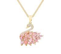 Swan Necklace - 7" Adjustable Pendant Chain, Shiny Animal Jewelry, Elegant Bird Ornament | Dazzling Swan Charm Necklace for Women, Gift for Mother Wife, Coll, Se référer à la description, Titanium