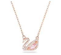 Swan necklace, Swan, Pink, Rose gold-tone plated