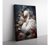 Swan Neo-Plasticism Art Canvas Print for Living Room Bedroom Home Office Décor, Wall Art Picture Ready to Hang, 76x50 cm (30x20 Inch)