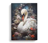 Swan Neo-Plasticism Art Canvas Print for Living Room Bedroom Home Office Décor, Wall Art Picture Ready to Hang, 30x20 Inch (76x50 cm)