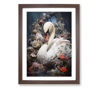 Swan Neo-Plasticism Framed Wall Art Print, Ready to Hang Picture for Living Room Bedroom Home Office, Walnut A2 (48 x 66 cm)