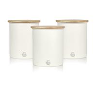 Swan Nordic 3 Pc Tea Coffee Sugar Slate White Steel Bamboo Lid Matte Canisters