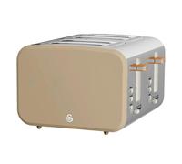 Swan ST14620OAT Nordic 4 Slice Toaster with 6 Browning Levels, Defrost/Reheat/Cancel, Removable Crumb Trays, Cord Storage, 1500W, Oatmeal