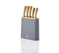 Swan Nordic 5 -Piece Knife Block, Bamboo Top and Handles, Stainless Steel, Fine Edge, Ergonomic Handles, Scandinavian Design, Knives Included, Slate Grey, SWKB1060GRYN