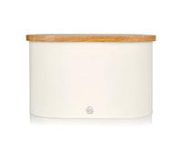 Swan Nordic Bread Bin White With Wooden Chopping Board Lid