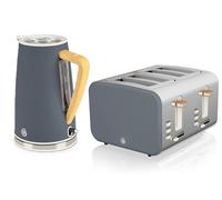 Swan Nordic Collection: Kettle, 4 Slice Toaster in Grey Swan Grey