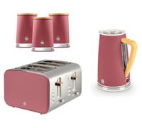 Swan Nordic Fuchsia Rose 1.7L 3Kw Kettle, 4-Slice Toaster & 3-Piece Canister Set