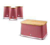 Swan Nordic Fuchsia Rose Bread Bin and Canisters Kitchen Storage Set
