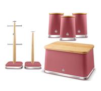 Swan Nordic Fuchsia Rose Bread Bin Canisters Mug and Tree Towel Pole