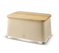 Swan Nordic Iron Body & Acacia Wood Lid Bread Bin - Cream