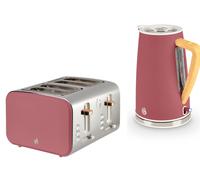 Swan Nordic Kettle & 4 Slice Toaster. Scandinavian Design Set in Fuchsia Colour