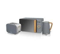Swan Nordic Kitchen Set, 1.7L Fast Boil Kettle, 900W 2-Slice Toaster and 800W 20L Microwave, Grey SK14610GRYN/ ST14610GRYN/ SM22036LGRYN