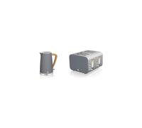 Swan Nordic Kitchen Set, 1.7L Fast Boil Kettle and 1500W 4-Slice Toaster, Grey SK14610GRYN/ ST14620GRYN