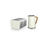 Swan Nordic Kitchen Set, 1.7L Fast Boil Kettle and 1500W 4-Slice Toaster, White SK14610WHTN/ ST14620WHTN
