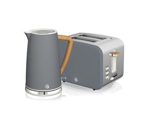 Swan Nordic Kitchen Set, 1.7L Fast Boil Kettle and 900W 2-Slice Toaster, Grey SK14610GRYN/ ST14610GRYN