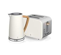 Swan Nordic Kitchen Set, 1.7L Fast Boil Kettle and 900W 2-Slice Toaster, White SK14610WHTN/ ST14610WHTN