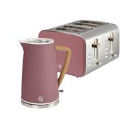 Swan Nordic Kitchen Set, Cordless 1.7L Jug Kettle, 1500W 4 Slice Toaster, SK14610FUS + ST14620FUS, Fuchsia Rose