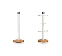 Swan 2 Piece Nordic Kitchen Accessories Set - Mug Tree and Towel Pole, White