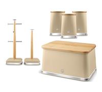 Swan Nordic Oatmeal BreadBin Canisters Mug Tree Towel Pole Kitchen Set