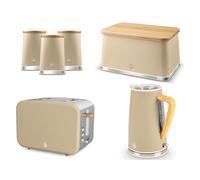 Swan Nordic Oatmeal Kettle 2 Slice Toaster Breadbin Canisters Set