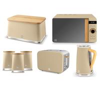 Swan Nordic Oatmeal Kettle 2 Slice Toaster Microwave Breadbin & Canisters Set