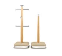 Swan Nordic Oatmeal Mug Tree And Towel Pole Kitchen Storage Set - Matt Oatmeal Finish, Acacia Wood Bases, Stainless Steel Accents