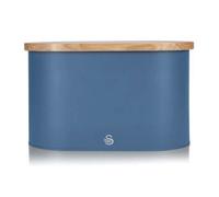 Swan Nordic Oval Bread Bin With Bamboo Cutting Board Lid - Nordic Blue - Swka17512Blun
