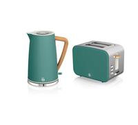 Swan Nordic Pine Green 1.7 Litre Cordless Kettle And 2 Slice Toaster