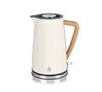 Swan Nordic Rapid Boil Jug Kettle, Wood Effect Handle, Soft Touch Housing and Matte Finish, 1.7 Litre, Cotton White (SK14610WHTN)
