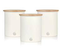 Swan Nordic Scandi Set of 3 Storage Tea Coffee Sugar Canisters Cotton White Steel