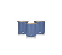 Swan SWKA17513BLUN Nordic Set of 3 Storage Canisters, Sugar, Tea, Coffee, Blue, One Size