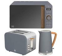 Swan Nordic Slate Grey 1.7L Kettle, 2 Slice Toaster & 20L Digital Microwave Set