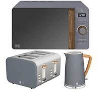 Swan Nordic Slate Grey 1.7L Kettle, 4 Slice Toaster & 20L Digital Microwave Set