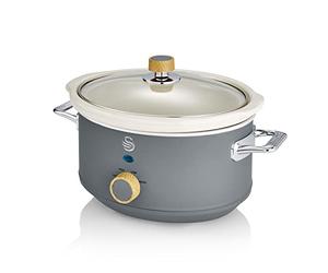 Swan Nordic Style Slow Cooker with Removable Ceramic Pot, Keep Warm, Low and High Heat Settings, Generous 3.5 Liter Capacity, Slate Gray (SF17021GRYN)