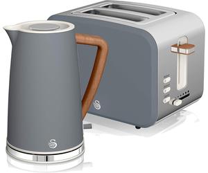 Swan Nordic Twin Pack in Slate Grey - 1.7L 3Kw Cordless Kettle & 2 Slice Toaster