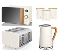 Swan Nordic White Kettle 4 Slice Toaster Microwave Canisters Scandinavian Style