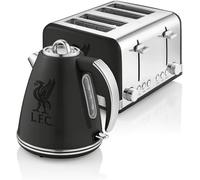 Swan Official Liverpool FC Black 1.5L 3KW Jug Kettle 4 Slice Toaster Retro Set [EEK: Compliant]