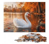 Swan on A Lake in Autumn Wooden Jigsaw Puzzle for Adults, 300 Pieces | Jigsaw Puzzle - visual matching for a more organised build on quiet evenings.