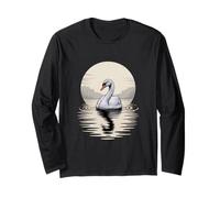 Swan On Water with Reflection Long Sleeve T-Shirt