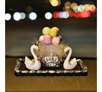 Swan Ornaments Pair of Swan Figurines Swan Cake Toppers Car Dashboard Statues Decorative Sculptures for Home Wedding Christmas Decorations,A