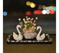 Swan Ornaments Pair of Swan Figurines Swan Cake Toppers Car Dashboard Statues Decorative Sculptures for Home Wedding Christmas Decorations,O