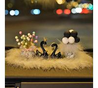 Swan Ornaments Pair of Swan Figurines Swan Cake Toppers Car Dashboard Statues Decorative Sculptures for Home Wedding Christmas Decorations,B