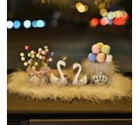 Swan Ornaments Pair of Swan Figurines Swan Cake Toppers Car Dashboard Statues Decorative Sculptures for Home Wedding Christmas Decorations,E