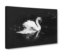 Swan Paint Splash Canvas Print | Gallery Wrapped 30mm Frame Wall Art | 24x16 inches | Ready to Hang | Modern Bird Picture | Living Room Bedroom Lounge Office