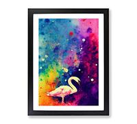 Swan Paint Splash No.1 Abstract Framed Print | A4 Black Framed Wall Art | Ready to Hang | Abstract Animal Picture | Living Room Bedroom Lounge Office